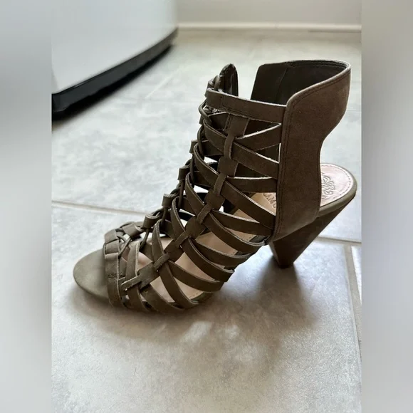 Vince Camuto Olive Open Toed Ankle Booties - Picture 3 of 8